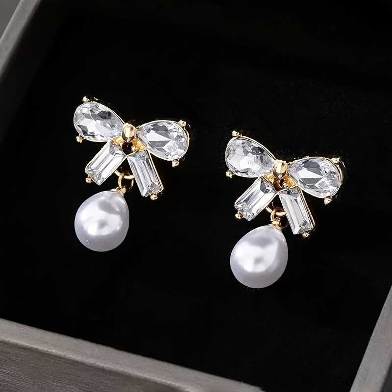 Women's French Light Luxury Bow Drop Earrings, Elegant Gift